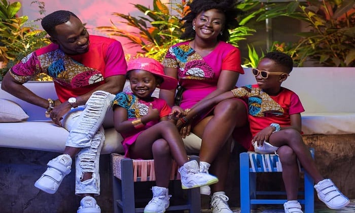 Okyeame Kwame with his wife and children