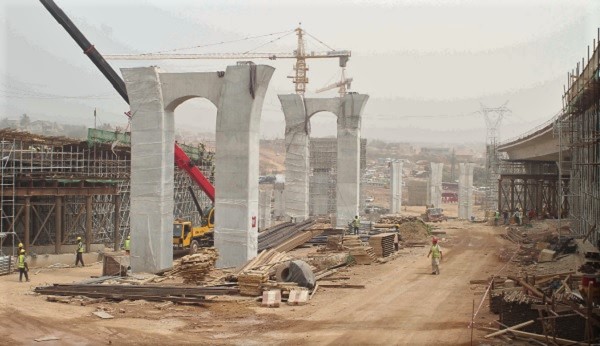 Ongoing works at the Pokuase Interchange