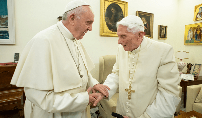 Pope Benedict (R) retired in 2013
