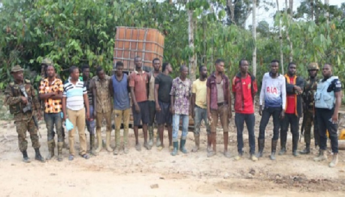 The illegal miners were arrested on Monday 13 January 2020 by a patrol team