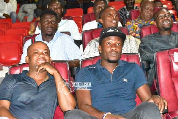 Asamoah Gyan (right) and Manager Samuel Anim Addo