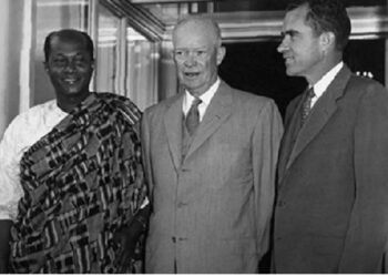 U.S. President Dwight Eisenhower apologized to Gbedemah (first from L) and invited him to breakfast