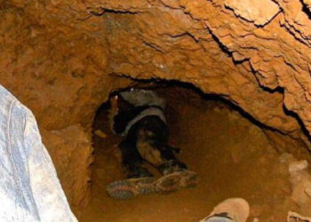 File photo of a galamsey operator trapped in a pit