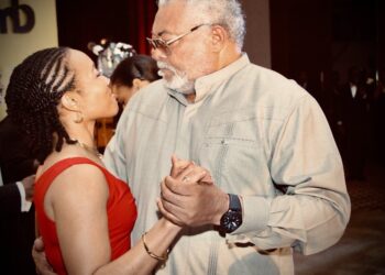 Zanetor Agyeman-Rawlings dancing with her Late father