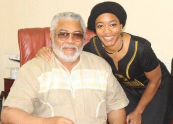 Dr. Zanetor Agyeman-Rawlings with her dad JJ Rawlings