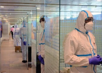 Coronavirus test booths at KIA