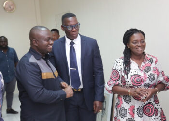GJA President, Albert Dwumfour with NIC Commissioner, Dr Justice Ofori and other officials