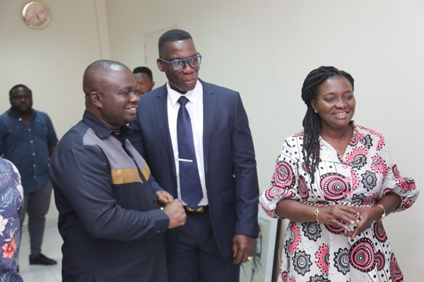 GJA President, Albert Dwumfour with NIC Commissioner, Dr Justice Ofori and other officials