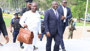 Ken Ofori-Atta and Dr. Mahamudu Bawumia arrive in Parliament for budget presentation | File photo