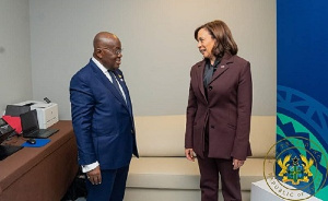 Ms Harris interacting with President Akufo-Addo after the program