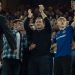 Frank Lampard celebrated in the stands at Goodison Park after Everton ensured survival last season