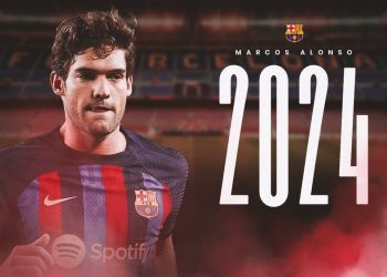 Marcos Alonso, Barca player until 2024. BeSoccer.