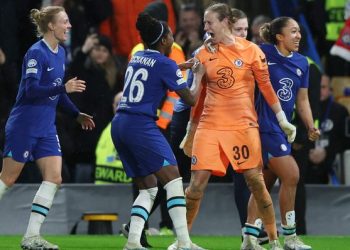 Ann Katrin-Berger saved two spot-kicks as Chelsea booked their place in the Champions League semis