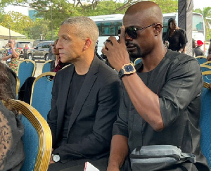 Black Stars coach, Chris Hughton (L) and assistant George Boateng (R)