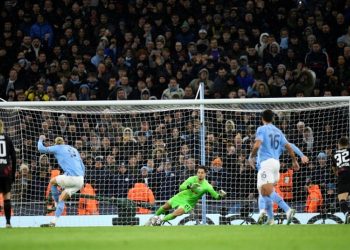 Haaland opened the scoring from the penalty spot. AFP