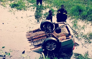 The accident car plunged into a nearby river