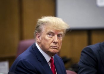 Former US president Donald Trump appears in court at the Manhattan Criminal Court in New York on April 4, 2023. - Former US president Donald Trump arrived for a historic court appearance in New York on Tuesday, facing criminal charges that threaten to upend the 2024 White House race. (Photo by Steven HIRSCH / POOL / AFP) (Photo by STEVEN HIRSCH/POOL/AFP via Getty Images)