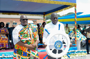 Captain Ebenezer Kojo Afadzi (left) and Peter Amo Bediako (right) during handover ceremony