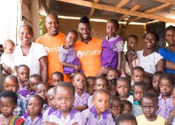 Throwback photo of Atsu with students at Becky's Foundation