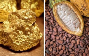 Gold and cocoa are Ghana's leading export commodities