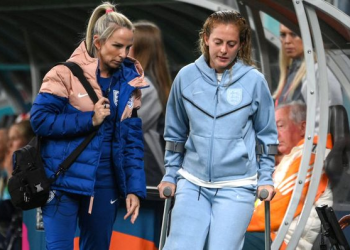 Keira Walsh was left on crutches after leaving the pitch during the first half