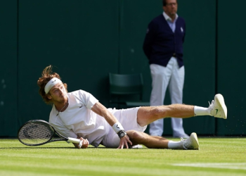 Andrey Rublev pulled off a wonder shot to beat Alexander Bublik (Zac Goodwin/PA