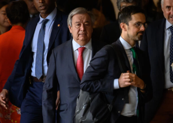 UN Secretary-General Antonio Guterres at the United Nations headquarters in New York on July 17, 2023 © Ed JONES / AFP