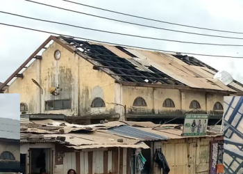 A photo of the roof of Sekondi market