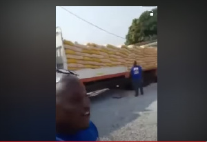 The truckloads of rice have been delivered to Kennedy Agyapong's regional campaing office