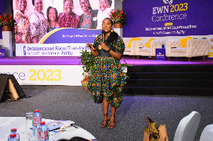 Antoinette Kwofie, Chief Finance Officer at MTN Ghana speaking at the EWN Conference