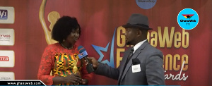 GhanaWeb's Etsey Atisu speaks with Ing Monica Ayomah Amanu at the awards event