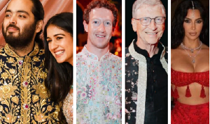 (From L to R) Anant Ambani and Radhika Merchant, Zuckerberg, Bill Gates and Kim Kardashian